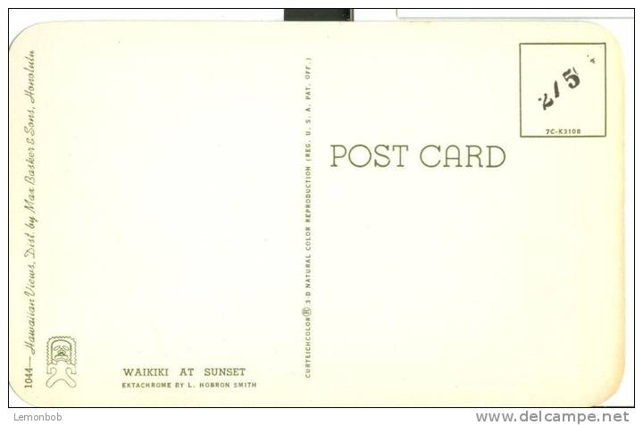 USA – United States – Waikiki At Sunset, Hawaii, Unused Postcard [P4750] - Autres & Non Classés