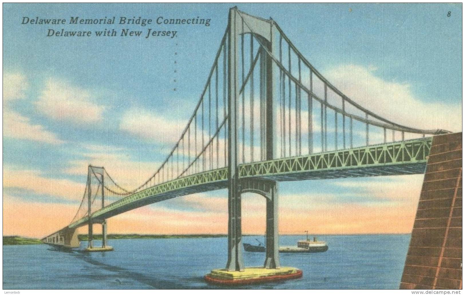 USA – United States – Delaware Memorial Bridge Connecting Delaware With New Jersey, 1953 Used Linen Postcard [P4764] - Andere & Zonder Classificatie