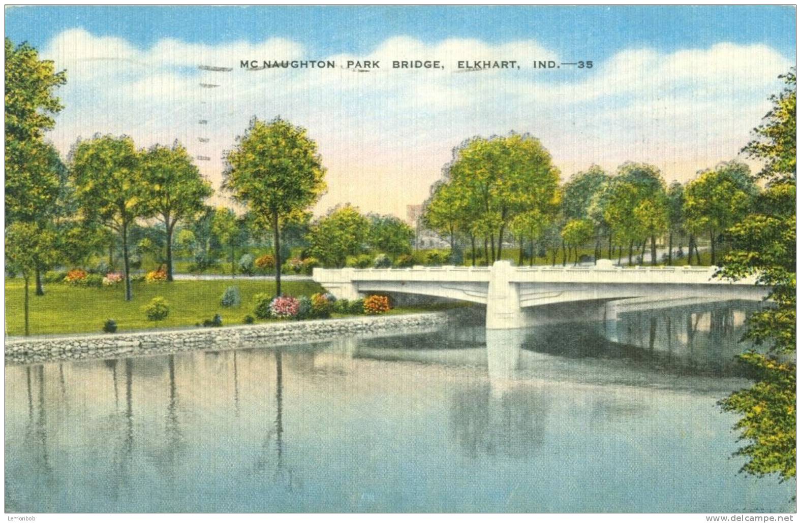 USA – United States – MC Naughton Park Bridge, Elkhart, Ind, 1953 Used Linen Postcard [P4765] - Sonstige & Ohne Zuordnung