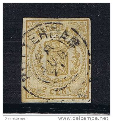 Netherlands 1869-71 NVPH 17 V, 2 Cent Non Perforated, Cancelled, With Proof Stamp On Back. - Usati