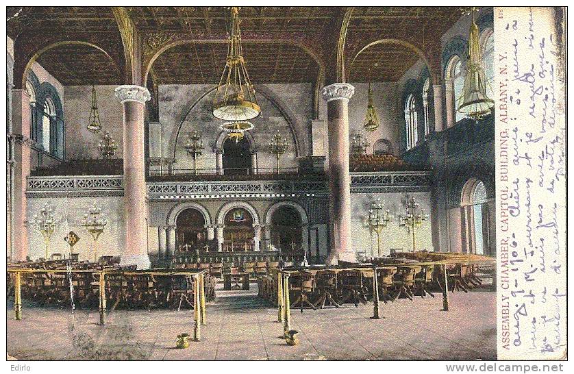 ASSEMBLY CHAMBER CAPITOL BULDING ALBANY -stamped  1908 - Albany