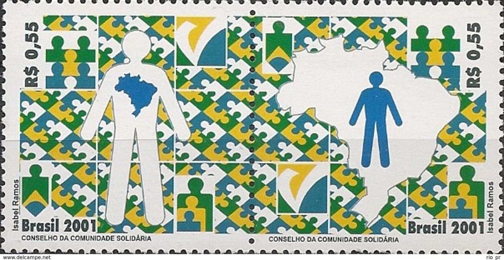 BRAZIL - SE-TENANT SOLIDARITY COMMUNITY PROGRAMS 2001 - MNH - Unused Stamps