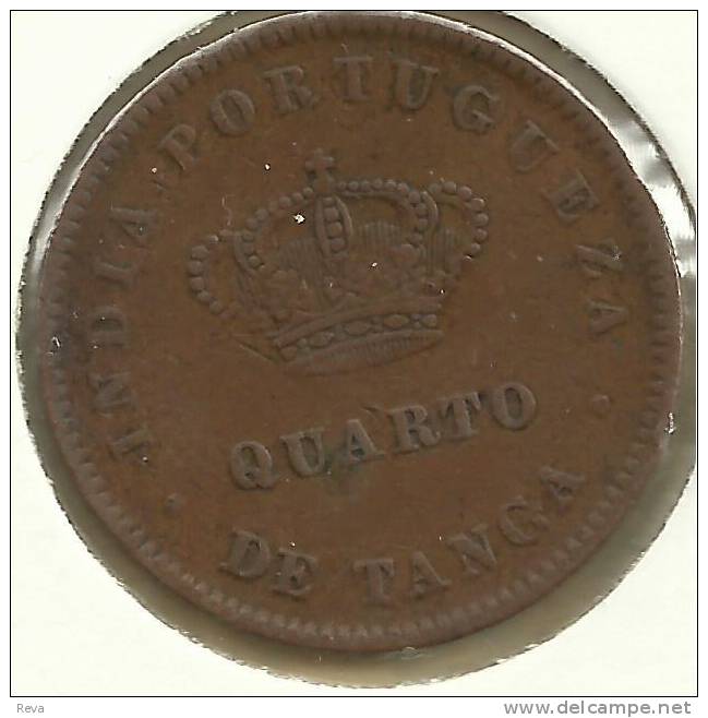 INDIA  PORTUGUESE 1/4 TANGA  CROWN FRONT KING HEAD BACK  1886 VF KM ? READ DESCRIPTION CAREFULLY !!! - India