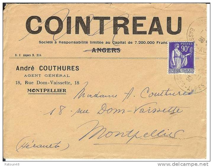 Lettre De La Marque Cointreau De 1938 - Wines & Alcohols