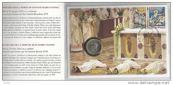 Vatican 2009 - 2010 - 2 Euro Commémorative Dans Enveloppe Numismatique - Année Sacerdotale  (ref  : Piece 028) - Vatican