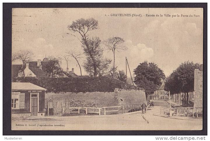 France CPA 1. Gravelines (Nord) Entrée De La Ville Par La Porte Du Port GRAVELINES 1929 To Danemark - Gravelines