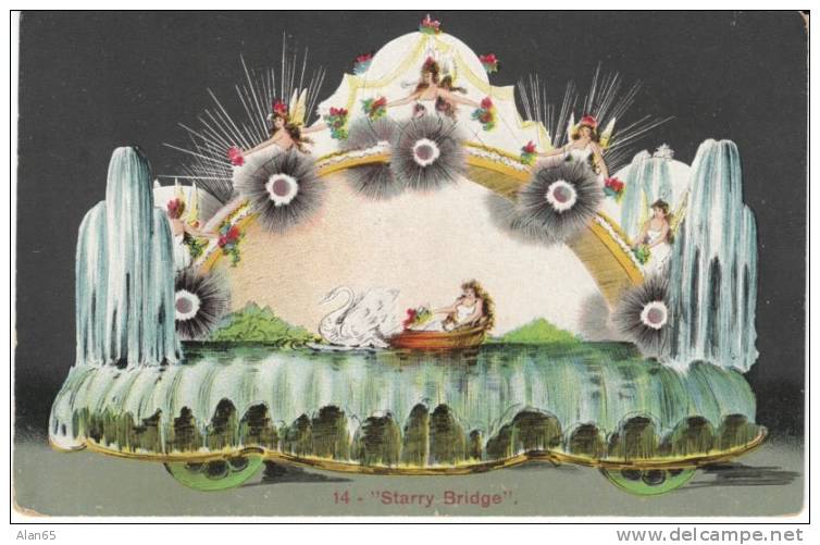 1909 Kansas City MO Priests Of Pallas Parade Float, Starry Bridge, Swan, On C1909 Vintage Postcard - Kansas City – Missouri