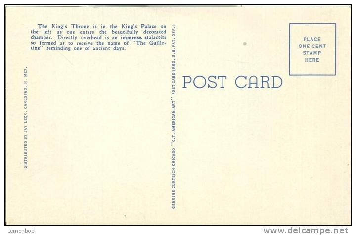 USA – United States – The King's Throne In The Palace, Carlsbad Cavern, New Mexico, 1920s Unused Postcard [P4798] - Autres & Non Classés