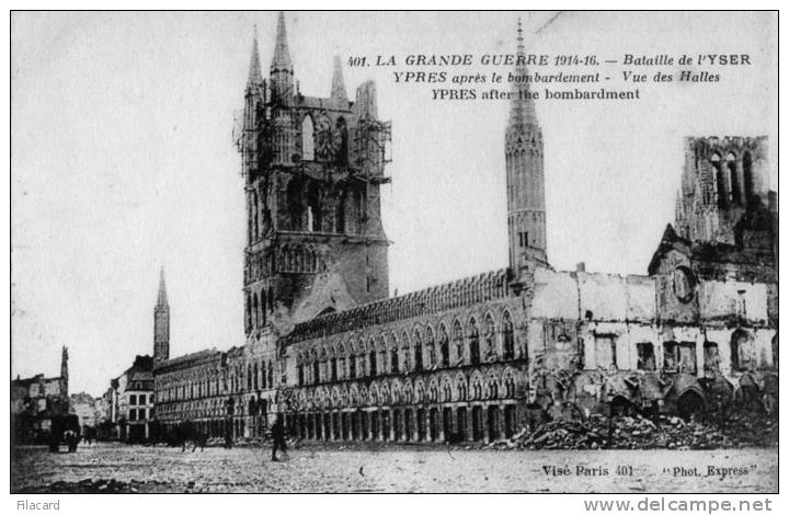 17673  Belgio, Ypres, Bataille De  L"Yser , Interieur Des Halles Apres Le Bombardement,  La Guerre 1914-15,  NV(scritta) - Ieper