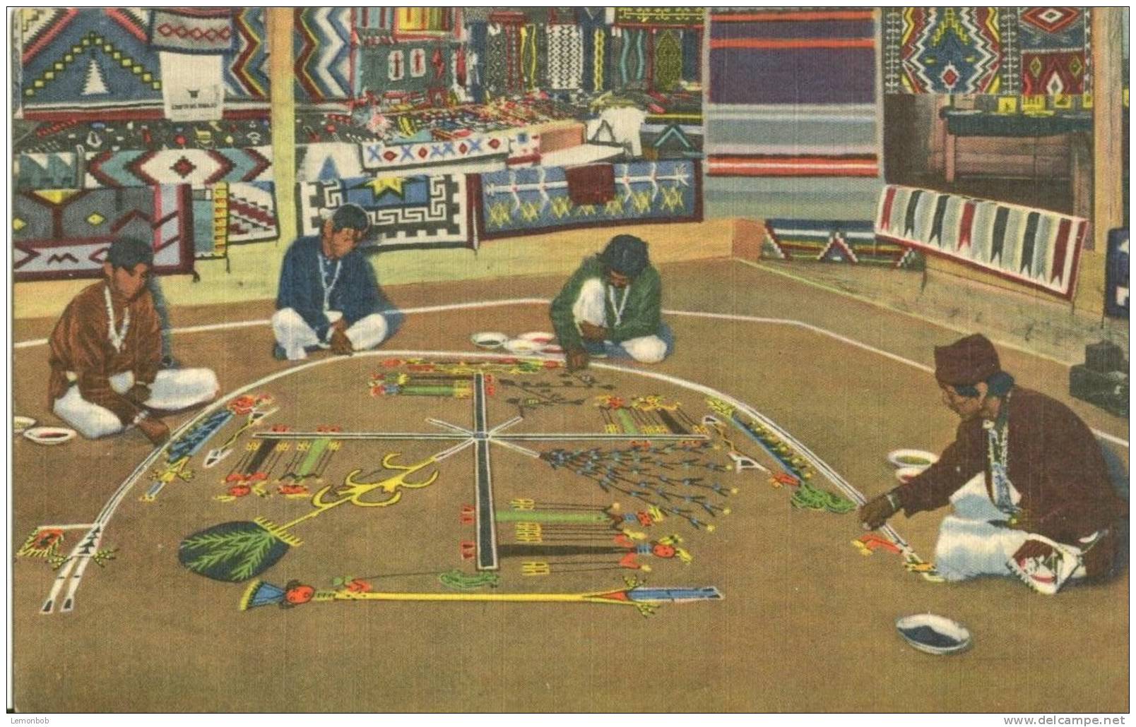 USA – United States – Whirling Log Sand Painting Of The Navajo Indians, Unused Linen Postcard [P4805] - Autres & Non Classés