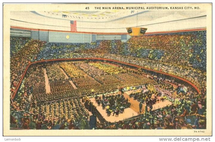 USA – United States – The Main Arena, Municipal Auditorium, Kansas City, MO, 1942 Used Linen Postcard [P4809] - Kansas City – Missouri