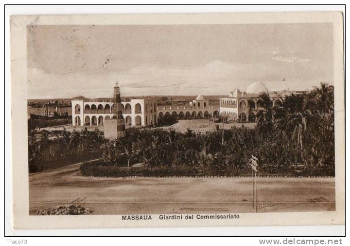 MASSAUA Giardini Del Commisariato -  Viaggiata  Cent. 50  Isolato - Eritrea