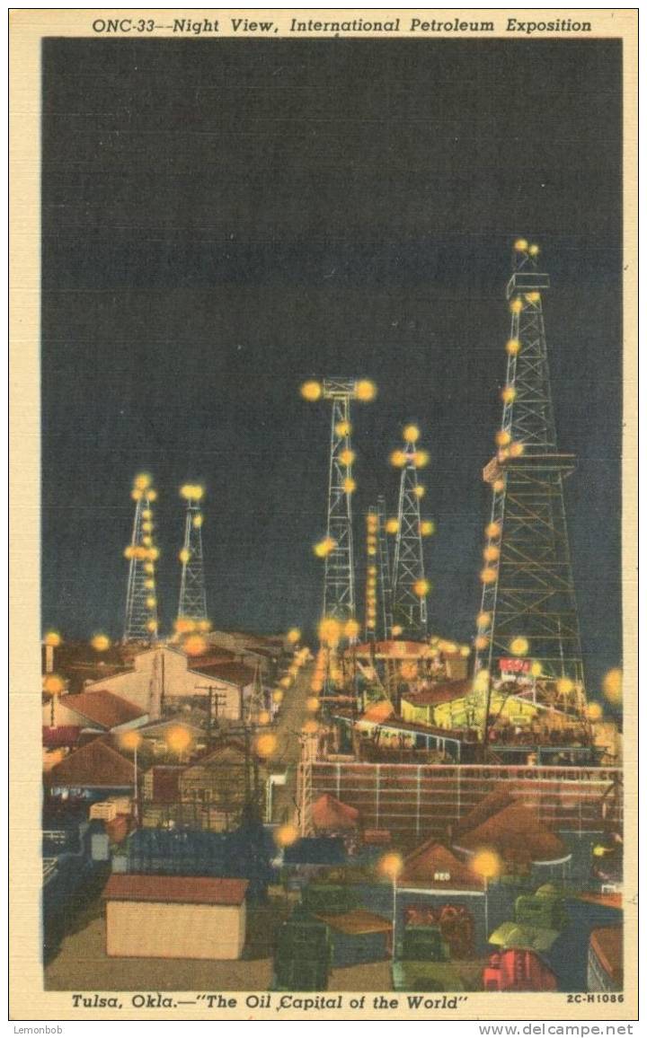 USA – United States – Night View, International Petroleum Exposition, Tulsa, Oklahoma, Unused Linen Postcard [P4816] - Tulsa