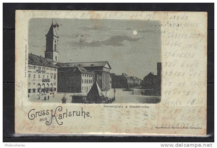 KARLSRUHE GRUSS Souvenir CPA 1899 RARE - Karlsruhe