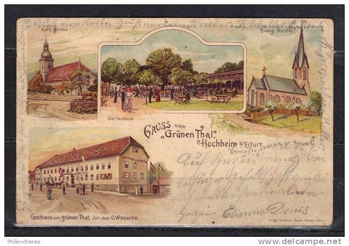 GRUNEN THAL HOCHHEIM GRUSS Souvenir CPA 1899 RARE  (infime Froissure) - Erfurt