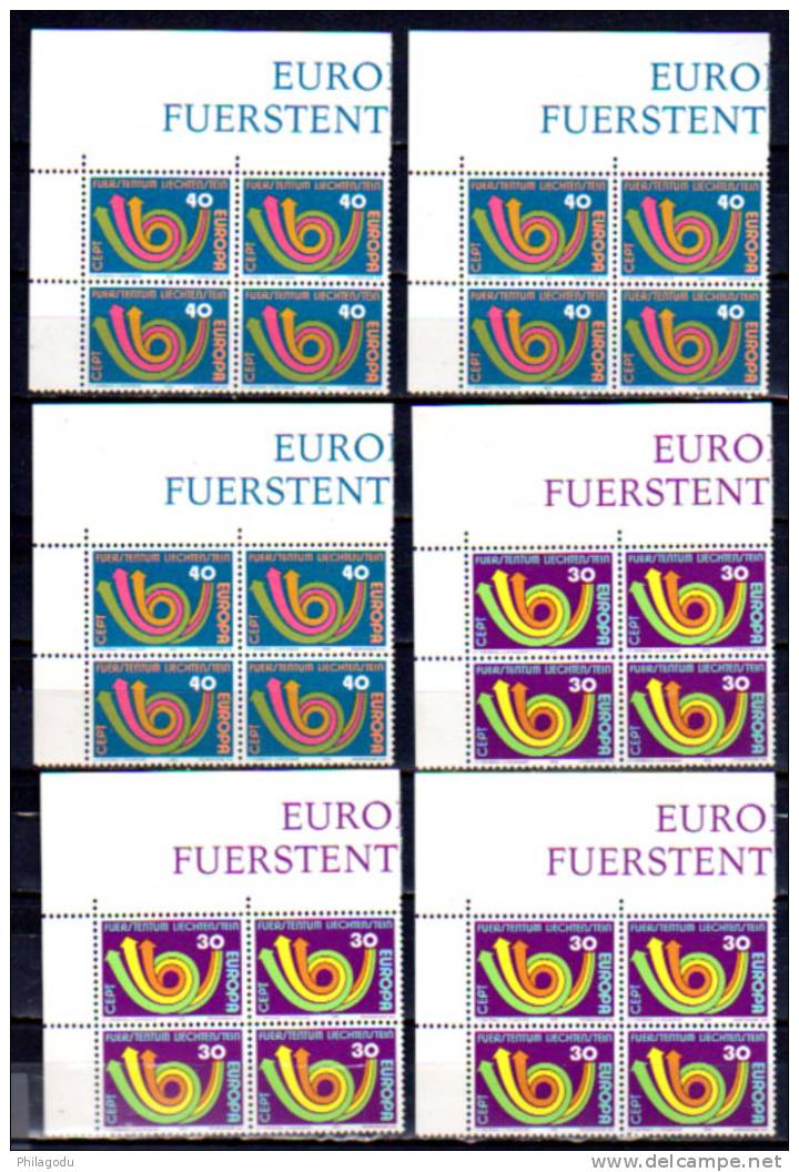 Liechtenstein 1973, Europa, 12x  532 / 533**, Cote 14,40 €, - 1973