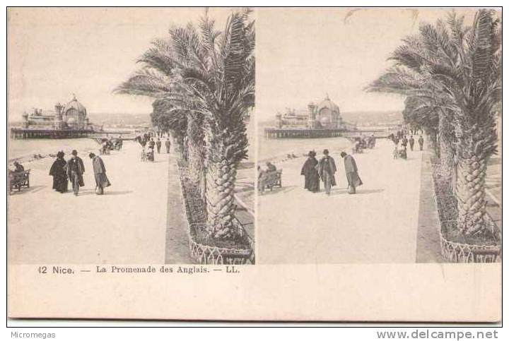 Carte Stéréoscopique - NICE - La Promenade Des Anglais - Stereoskopie