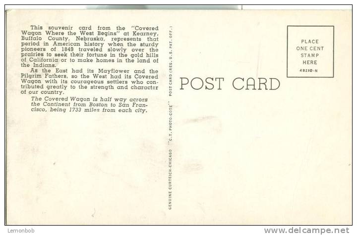 USA – United States – Golden Gate Or Bust, Covered Wagon, Kearney, Nebraska Unused Postcard [P4850] - Kearney