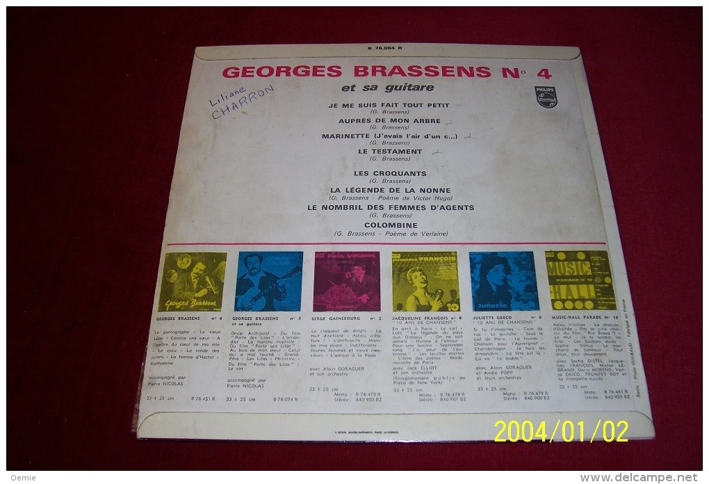 GEORGES  BRASSENS  °  JE ME SUIS FAIT TOUT PETIT   No 4 - Formats Spéciaux