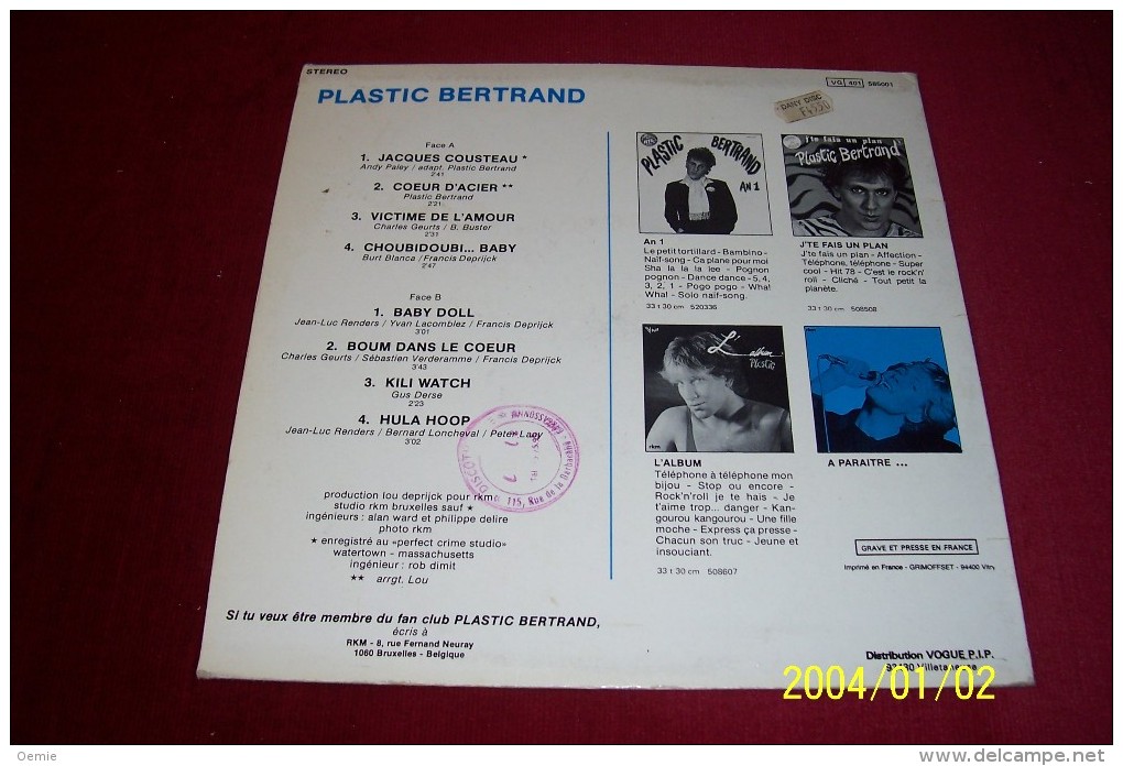 PLASTIC BERTRAND   °° JACQUES COUSTEAU - Formats Spéciaux