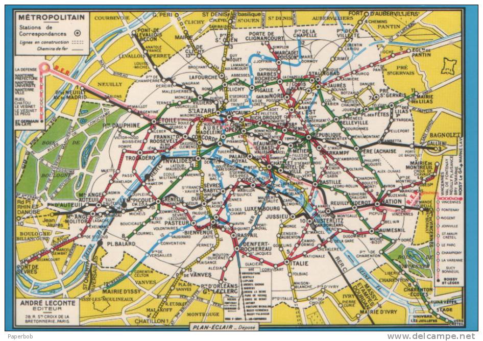MAP-SUBWAY OF PARIS - Métro