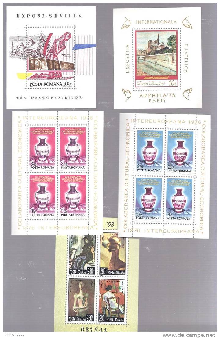 ROMANIA 5 MNH  DIFFERENT BLOCKS M/S ART THEMATIC MNH ART - Usati