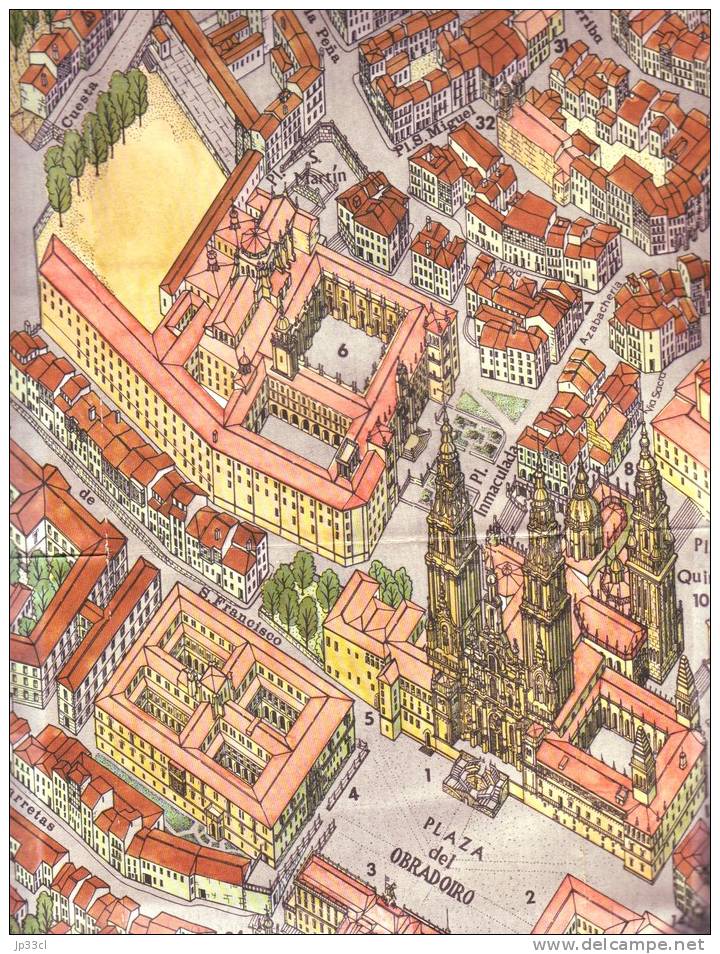 Santiago De Compostella Saint-Jacques De Compostelle - Plan(o) Monumental Anno Santo 1965 - Culture