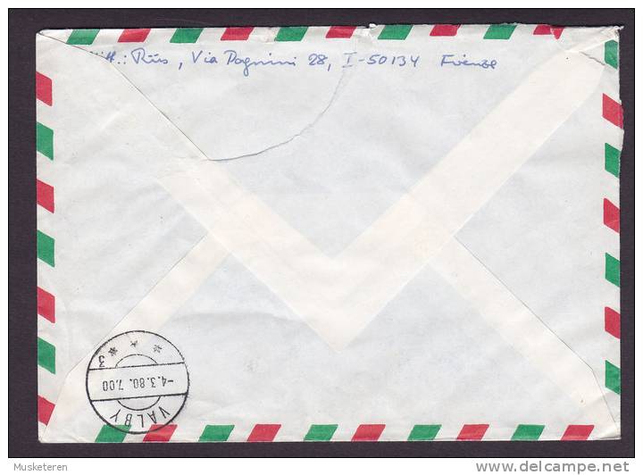 Italy Airmail Posta Aerea ESPRESSO EXPRÈS Label FIRENZE 1980 Cover To VALBY Danimarca Carlo Maderno - Express-post/pneumatisch