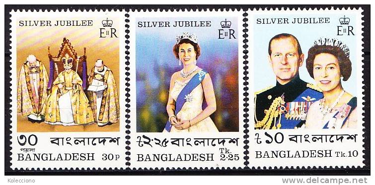 Bangladesh Yvert 94-96 Year 1977 25th Ann. Queen Ascension To The Throne MNH - Bangladesch