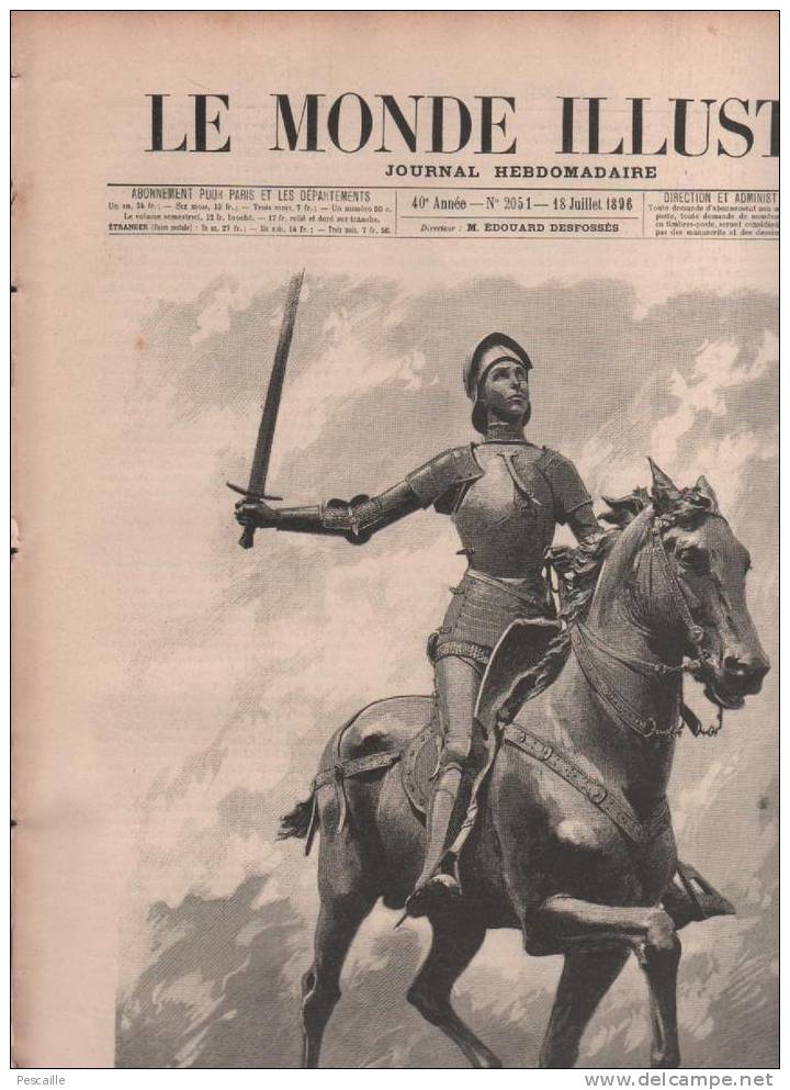 LE MONDE ILLUSTRE 18 07 1899 - REIMS JEANNE D'ARC - TARTANES DE PECHE MARTIGUES - AVIGNON PORTE LIMBERT - PARIS - DOUAI - 1850 - 1899