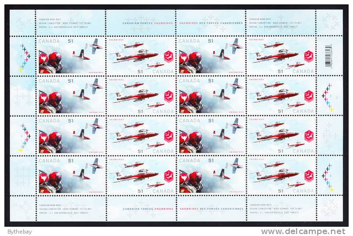 Canada MNH Scott #2159a Minisheet Of 8 Pairs 51c Canadian Forces Snowbirds - Ganze Bögen