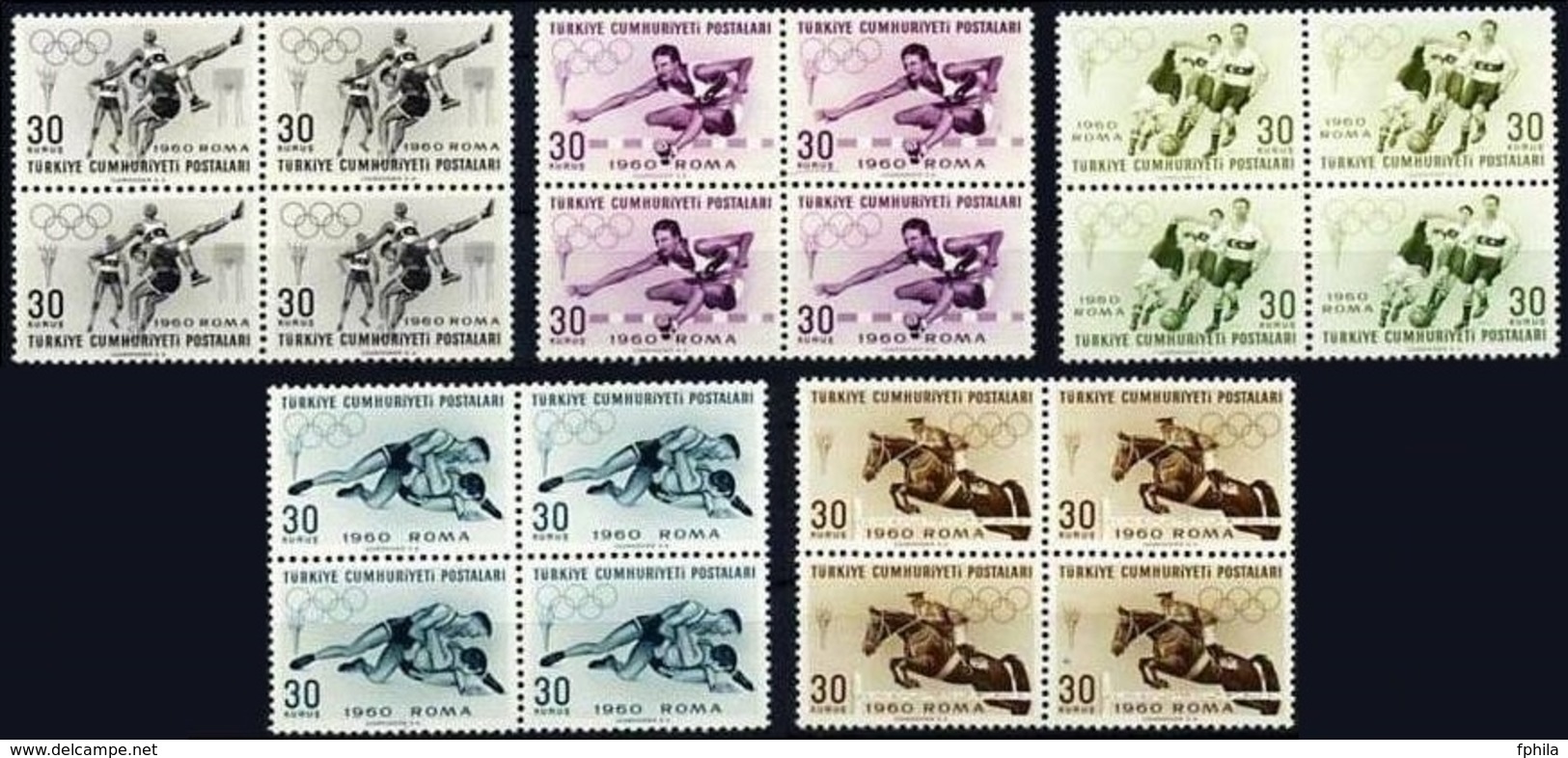 1960 TURKEY 17TH ROME SUMMER OLYMPIC GAMES BLOCK OF 4 MNH ** - Summer 1960: Rome