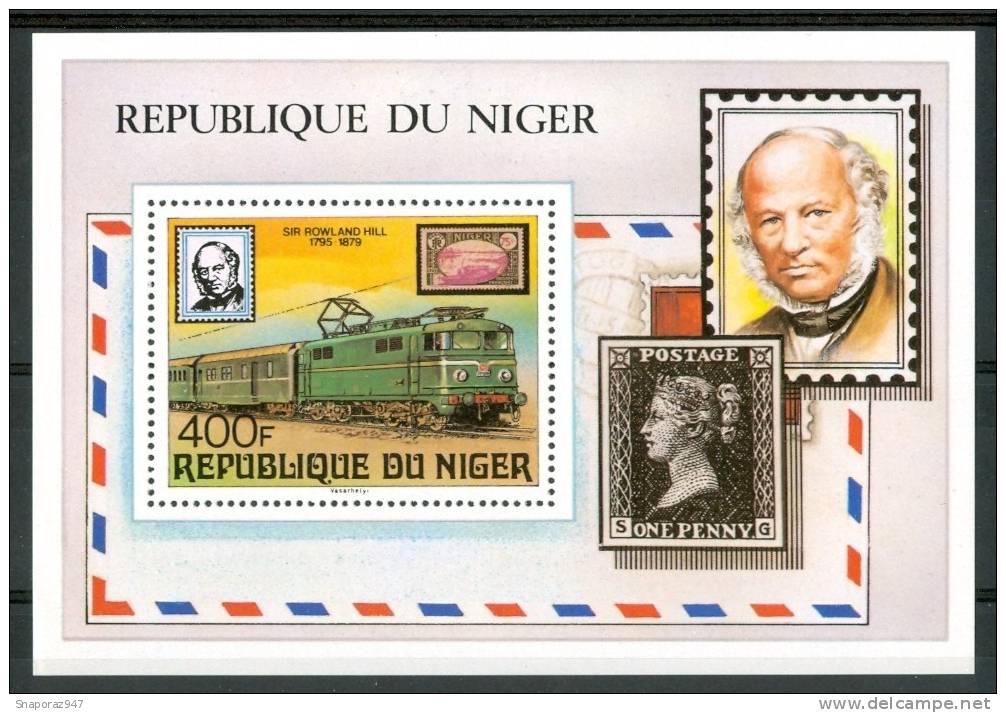 1979 Niger Rowland Hill Treni Railways Trains Personaggi Characters Caracteres Block MNH** F12- - UPU (Unione Postale Universale)