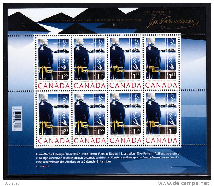 Canada MNH Scott #2219 Full Pane Of 8 $1.55 Captain George Vancouver - Full Sheets & Multiples