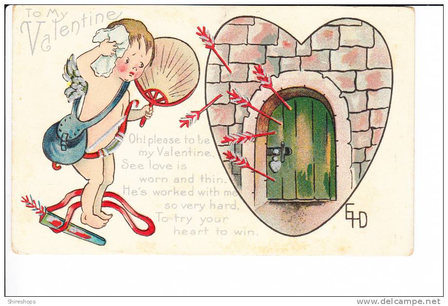 Embossed Cupid To My Valentine Arrows In Door Try Your Heart To Win - Valentine's Day