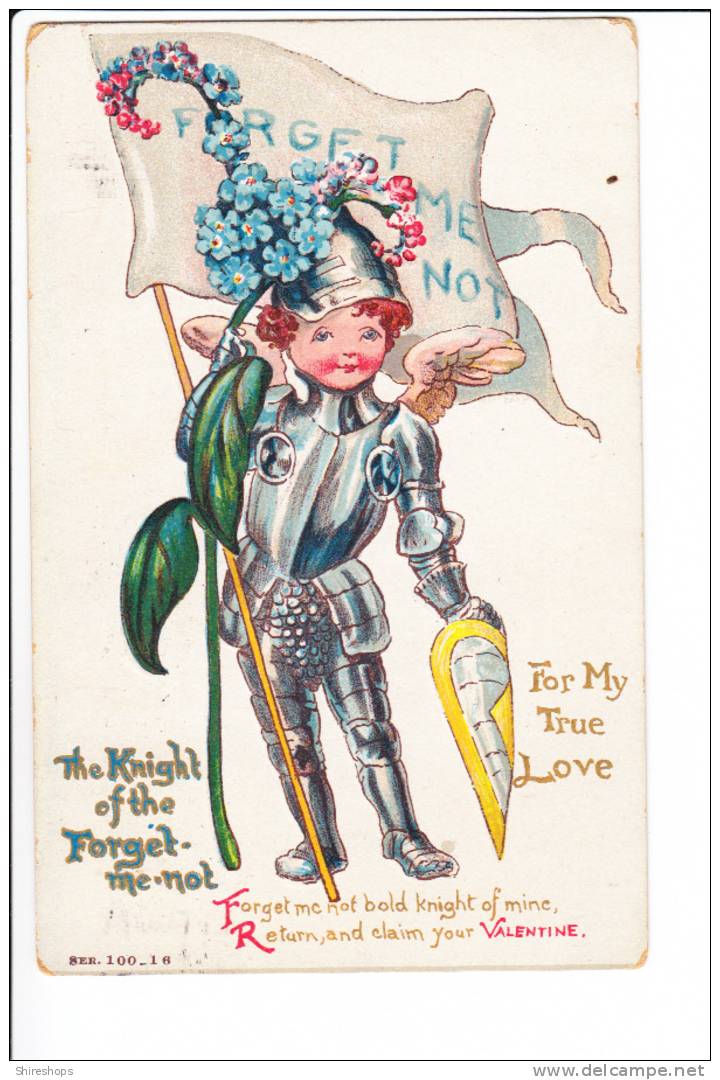 Claim Your Valentine Forget Me Not Child Boy In Armor Knight Of The Forget Me Not 1911 - Valentine's Day