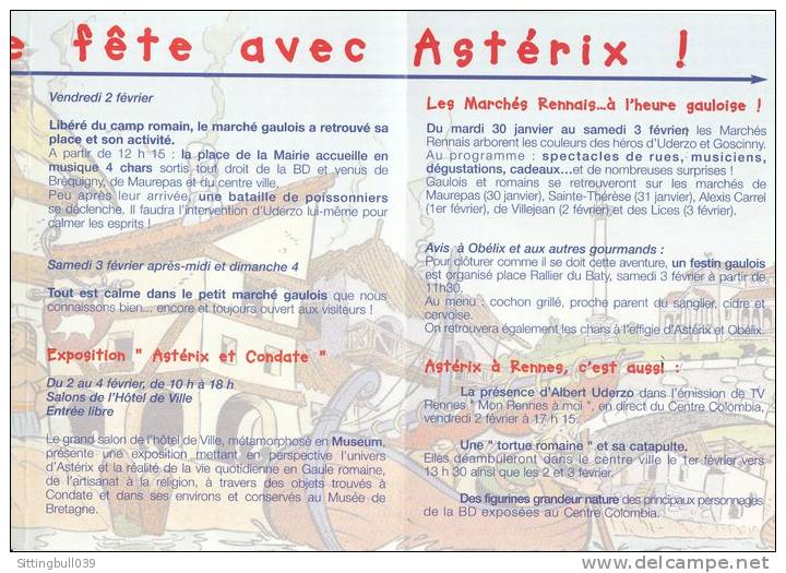 UDERZO. RENNES Accueille Astérix. Grand Banquet à Condate. Joli Programme Des Festivités. 2000 - Advertisement