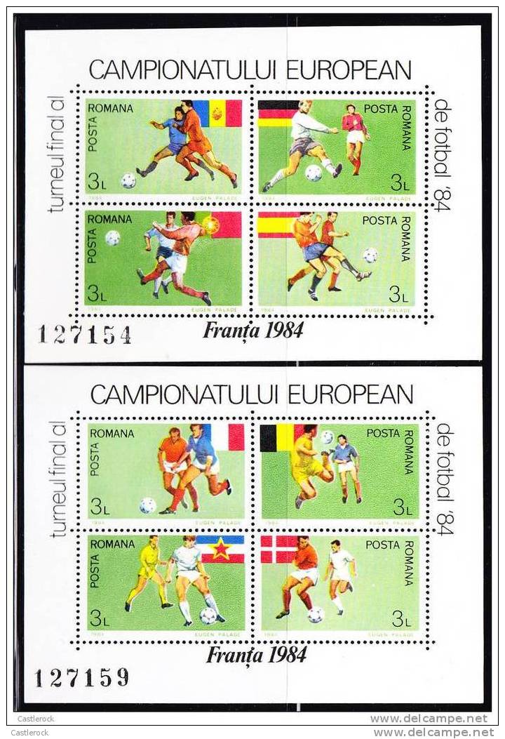 T)1984,ROMANIA,SHEET OF 4,EUROPEAN SOCCER CUP CHAMPIONSHIPS,MNH,SCN 3201ª-3201B - UEFA European Championship