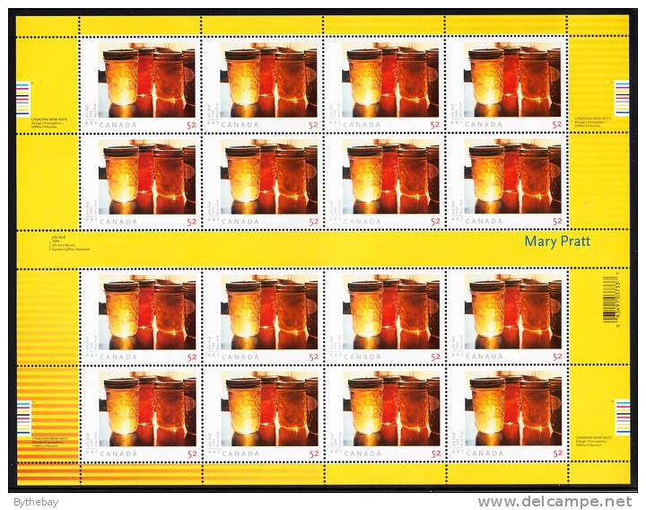 Canada MNH Scott #2211 Minisheet Of 16 52c ´Jelly Shelf´ By Mary Pratt - Ganze Bögen