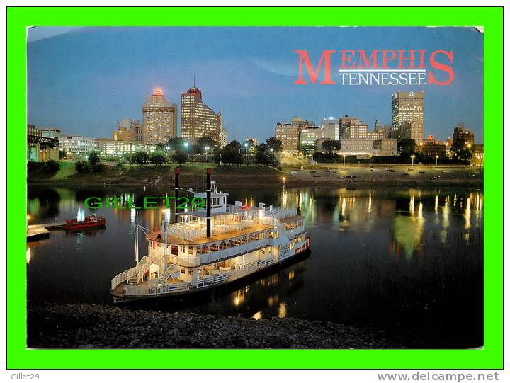 MEMPHIS, TN - SKYLINE AT TWILIGHT - SHIP, THE MEMPHIS QUEEN III - DON LANCASTER - DIMENSION  11X16 Cm - - Memphis