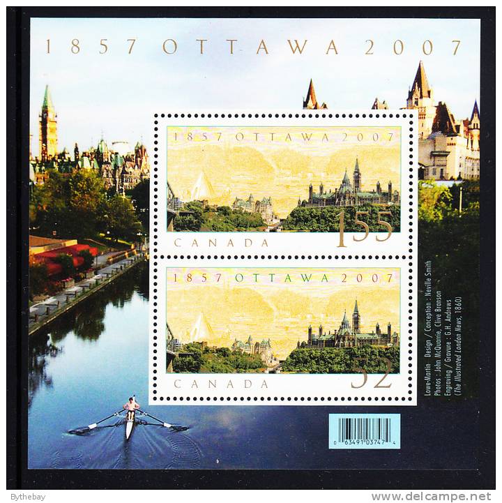 Canada MNH Scott #2213 Souvenir Sheet Of 2: 52c And $1.55 Ottawa, Capital 150th Anniversary - Unused Stamps