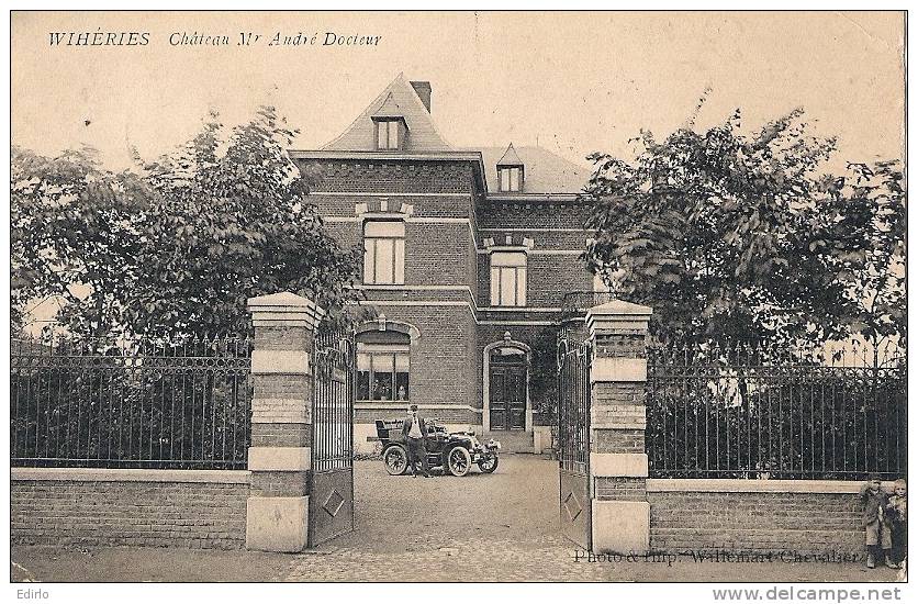 HANTES  WIHERIES Château Mr André Docteur   Son Automobile Timbrée 1911 Pli D'angle TB - Dour