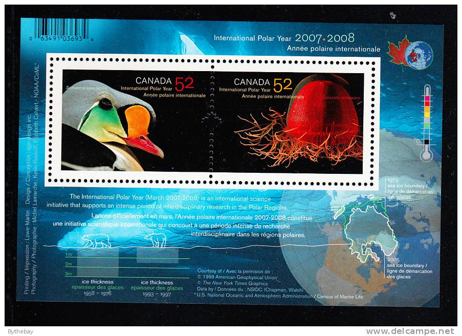Canada MNH Scott #2205b Souvenir Sheet Of 2 52c International Polar Year - Unused Stamps