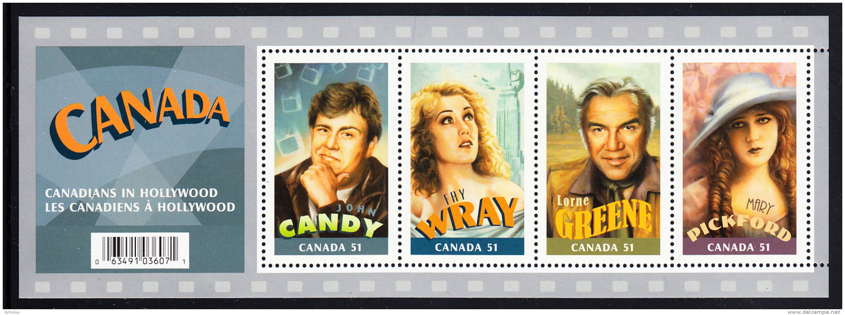 Canada MNH Scott #2153 Souvenir Sheet Of 4 51c Canadians In Hollywood - Ongebruikt