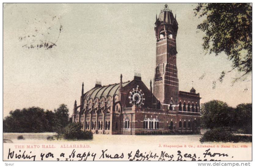 Allahabad, India - The Mayo Hall. Postally Used, Undivided Back, 1906. - India