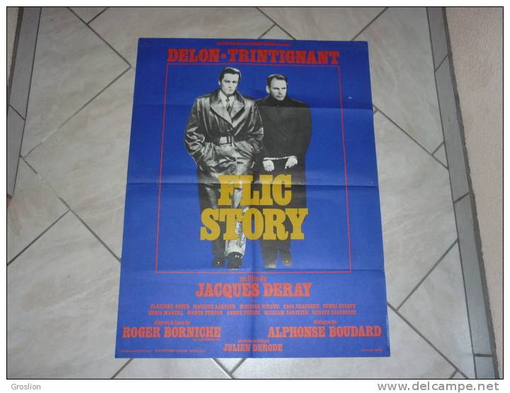 AFFICHE CINEMA FLIC STORY (ALAIN DELON J L TRINTIGNANT)  FILM DE JACQUES DERAY - Affiches