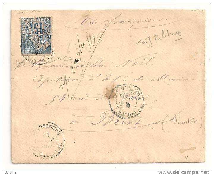 Lettre - GUADELOUPE - SAINT CLAUDE - Càd/N°51 A.Dubois+Càd Maritime - Tarif  Militaire - 1886 - Cartas & Documentos