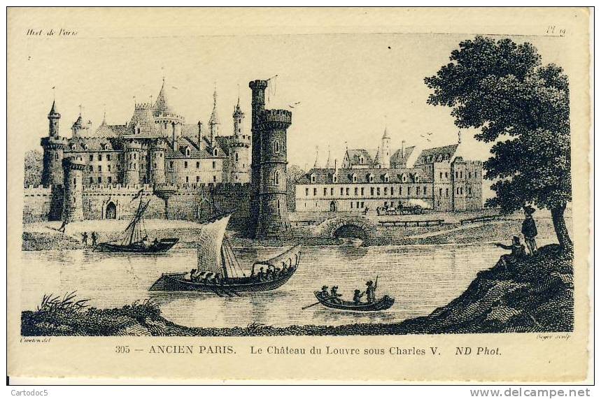 Ancien Paris  Le Chateau Du Louvre Sous Charles V     Cpa - Lotti, Serie, Collezioni