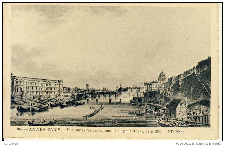 Ancien Paris  Vue Sur La Seine En Amont Du Pont Royal  Vers 1805     Cpa - Konvolute, Lots, Sammlungen