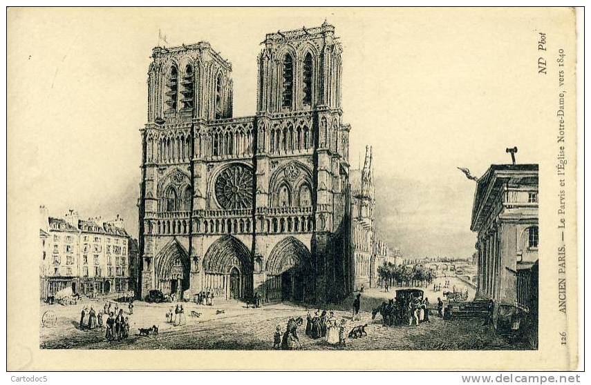 Ancien Paris  Le Parvis De L'Eglise Notre-Dame  Vers 1840     Cpa - Konvolute, Lots, Sammlungen